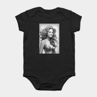 Black and White Beautiful Mermaid Baby Bodysuit